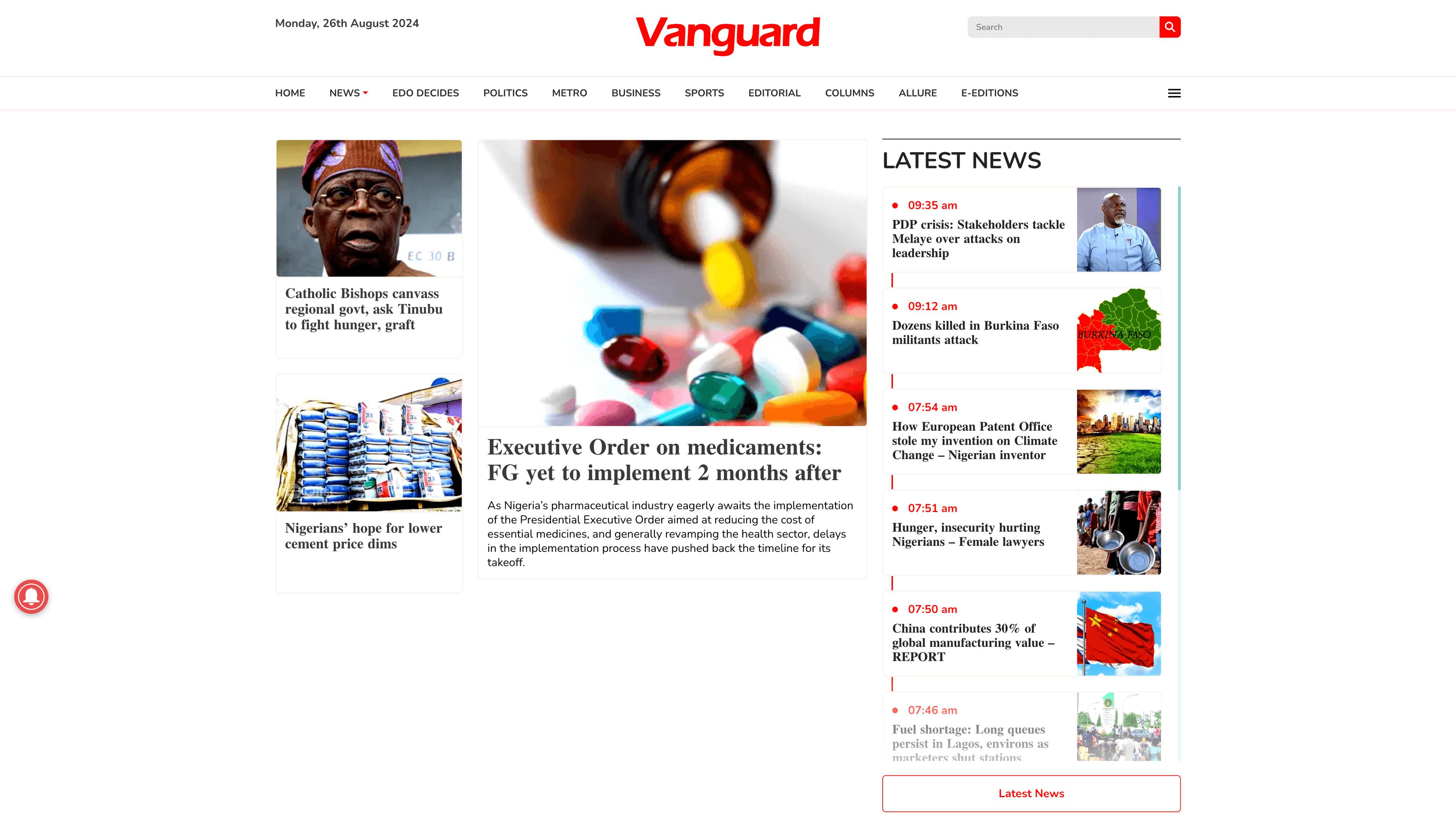 Vanguard News Suite desktop and web view