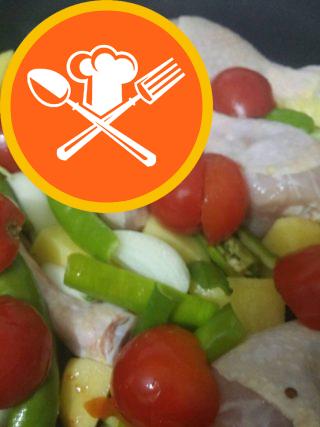 Κοτόπουλο στο φούρνο με λαχανικά (μπαγκέτα)